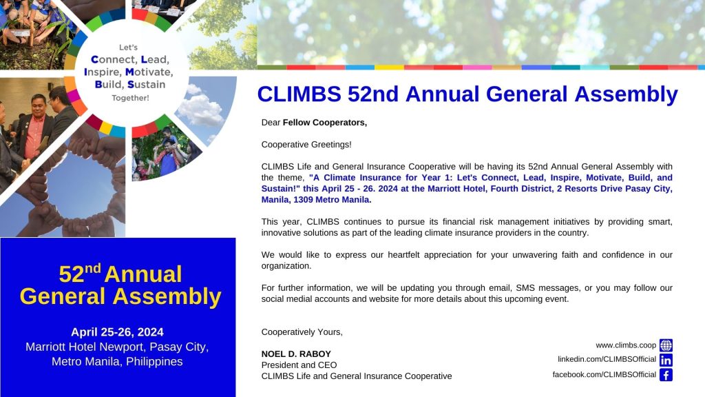 CLIMBS 52ⁿᵈ Annual General Assembly Notice